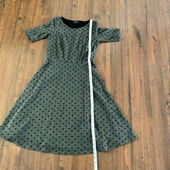 Lands End Gray Polka Dot Herringbone Pattern Dress SZ-XS - Picture 5 of 10
